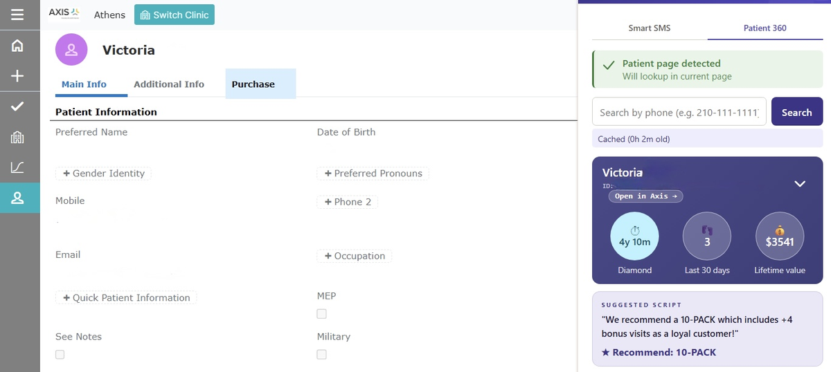 Patient 360 dashboard